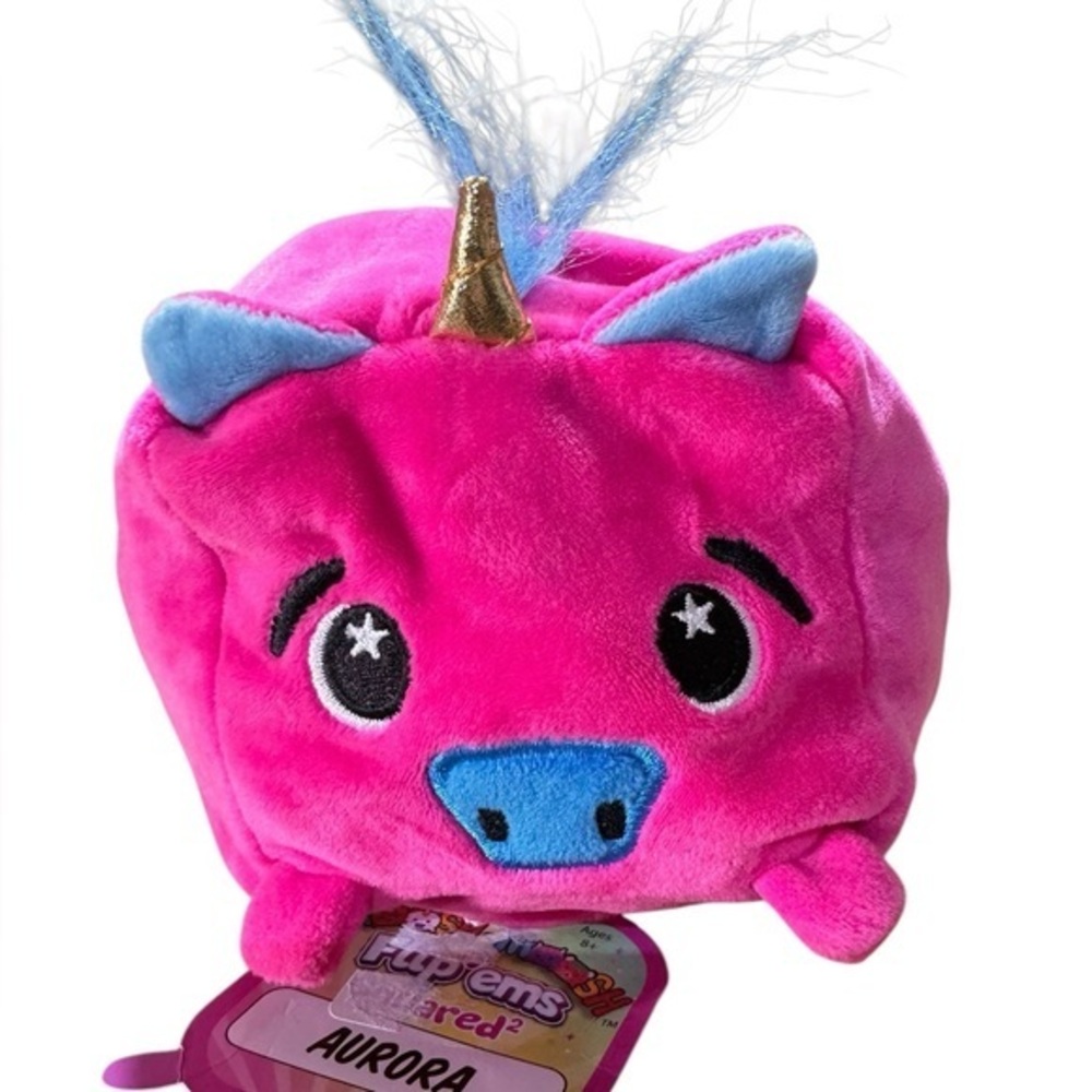 MOOSH-MOOSH FLIP'EMS SQUARED2 AURORA COLORFUL‎ SOFT PLUSH BUDDIES-TOYS-NWT